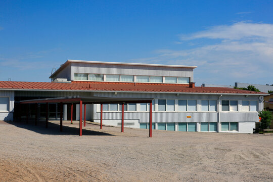 School Building with Empty Yard in Halikko, Finland