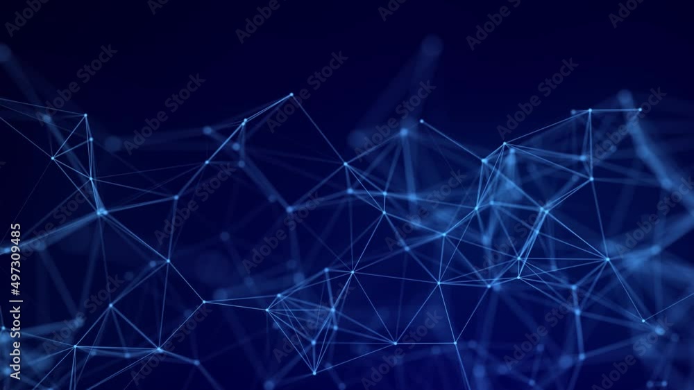 Poster network connection structure. abstract blue background with moving dots and lines. futuristic illust
