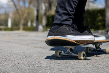 Two-foot close-up on a skateboard 