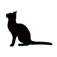 Obraz premium Black silhouette of a cat on a white background.