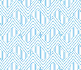 Abstract geometric pattern with stripes, lines. Seamless vector background. White and blue ornament. Simple lattice graphic design
