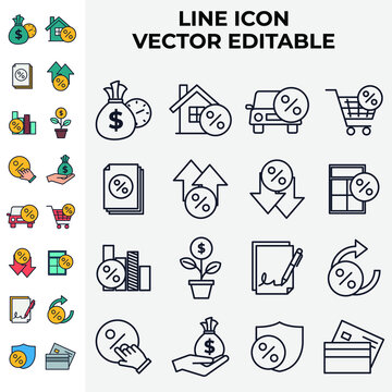 credit and loan set icon symbol template for graphic and web design collection logo vector illustration