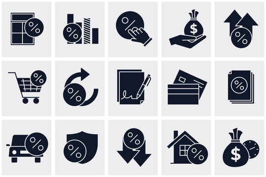 credit and loan set icon symbol template for graphic and web design collection logo vector illustration