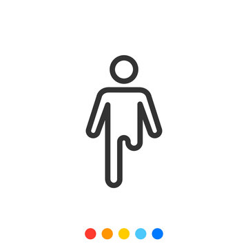 Disabled person icon, Amputated leg icon, Vector.