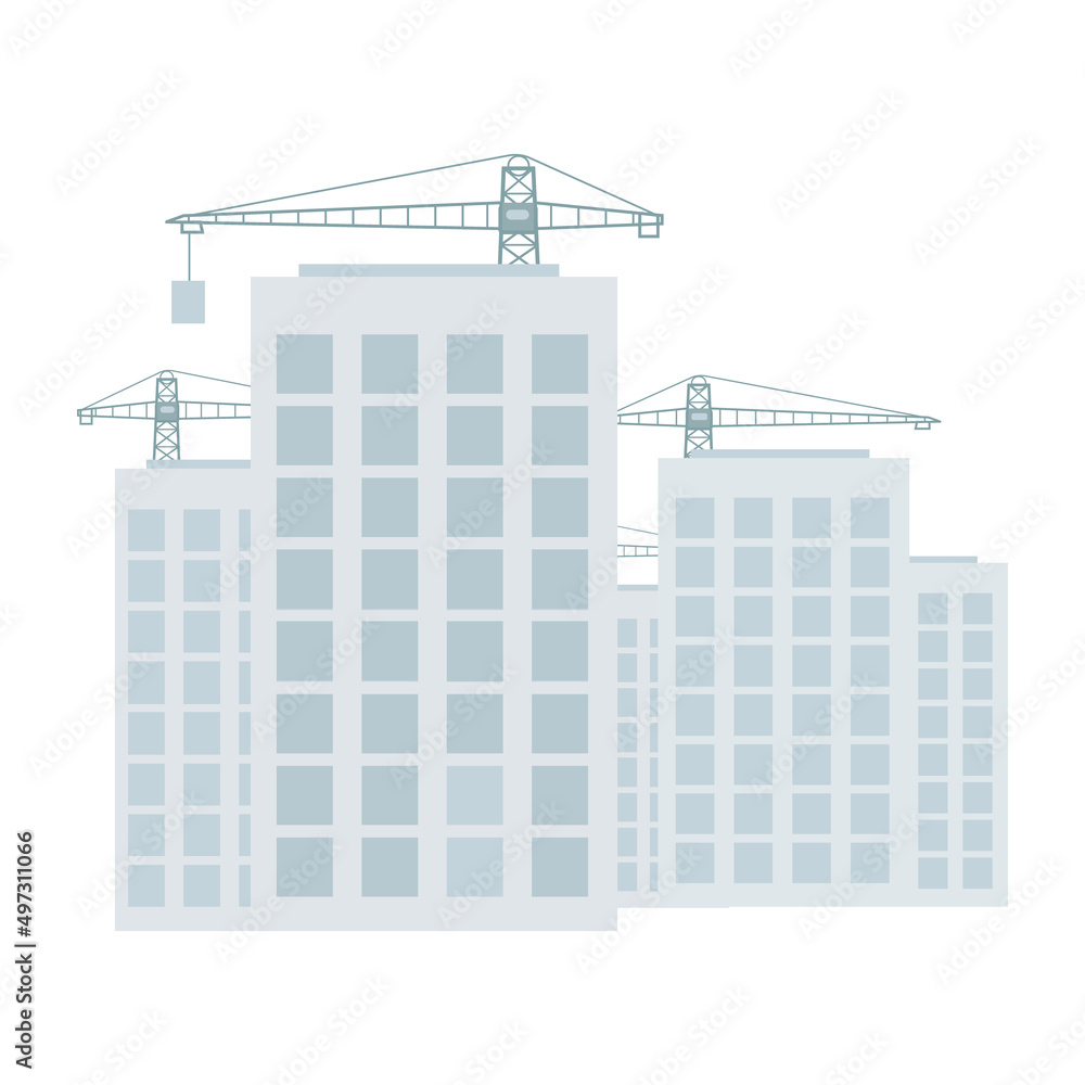 Poster building apartment complex semi flat color vector object. full sized item on white. construction pro