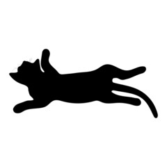 Black silhouette of a cat on a white background.