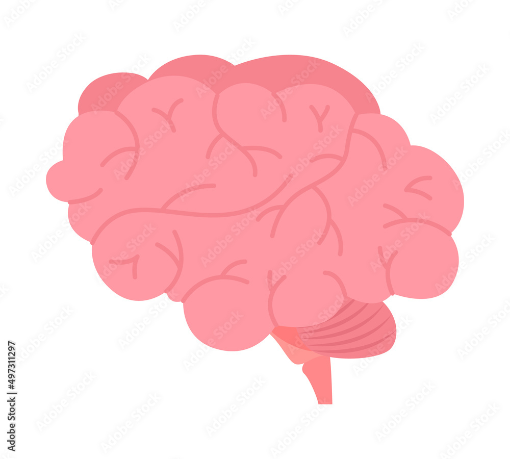 Aufkleber brain semi flat color vector element. full sized object on white. core body organ. essential part of