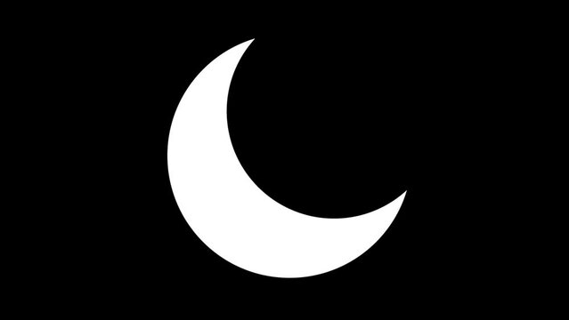 simple animation crescent moon on black background