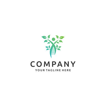DNA, genetic logo vector template. with the tree, green leaves and gradient color, suitable for your design need, logo, illustration, animation, etc.