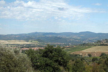 Fototapeta na wymiar Panorama picture of the hills of the Countryside in Umbria