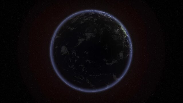 A stylized Earth eclipse in space. 