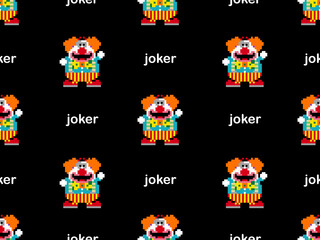 Joker cartoon character seamless pattern on black background.Pixel style