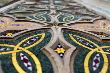 Close up of a pattern on the walls of the Orvieto Cathedral (Duomo di Orvieto) in Umbria