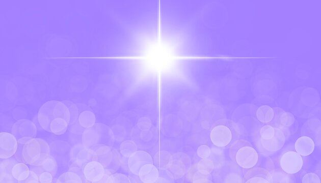 Banner viola stella raggiante bianca. Natale. Pasqua. Pentecoste. Illuminazione spirituale 