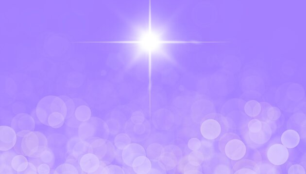 Banner viola stella raggiante bianca. Natale. Pasqua. Pentecoste. Illuminazione spirituale 