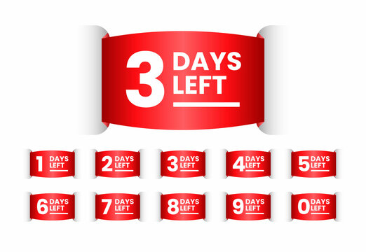 Red days left label ribbon design