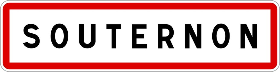 Obraz premium Panneau entrée ville agglomération Souternon / Town entrance sign Souternon