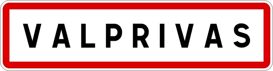 Obraz premium Panneau entrée ville agglomération Valprivas / Town entrance sign Valprivas