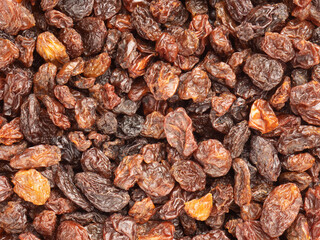 Raisin background. Macro. Flat lay. Healthy food concept