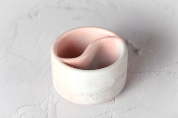 plaster candle holder round yin yang. tea candle. interior candle holder with your own hands.