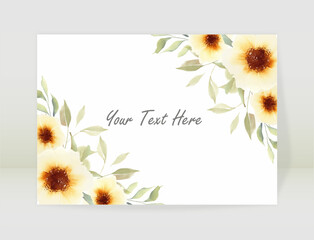 Save The Date Yellow Flower Bouquet Template Watercolor Design