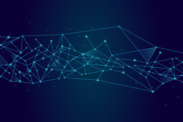 Network abstract connection isolated on blue background. Network technology background with dots and lines. Ai background. Modern abstract concept. Ai background vector, network technology