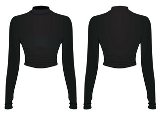 Women black crop sweater. vector illustration