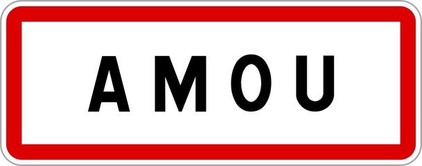 Panneau entrée ville agglomération Amou / Town entrance sign Amou