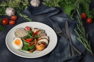 vegetables on a plate with salad