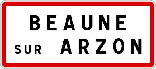 Panneau entrée ville agglomération Beaune-sur-Arzon / Town entrance sign Beaune-sur-Arzon