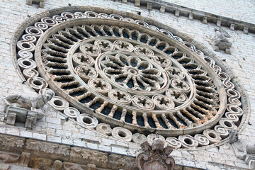 The masterpiece rosette of the Assisi Abbey in Umbria