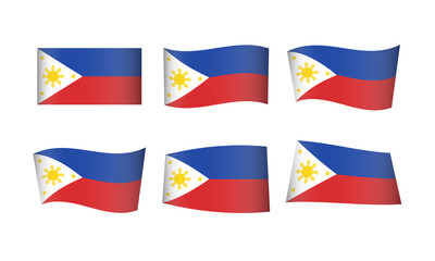 The Philippines Flag Set Flags National Filipino Symbol Banner Icon Vector Stickers Manila Asia City Wave Country State Wavy Realistic Independence Culture Nation Republic Kingdom Every All Flag