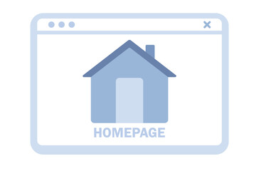 Homepage icon. Website homepage development, optimization, setup. Vector flat illustration
