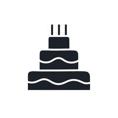 Birthday cake icon. Sweet desserts and pastry isolated vector silhouettes