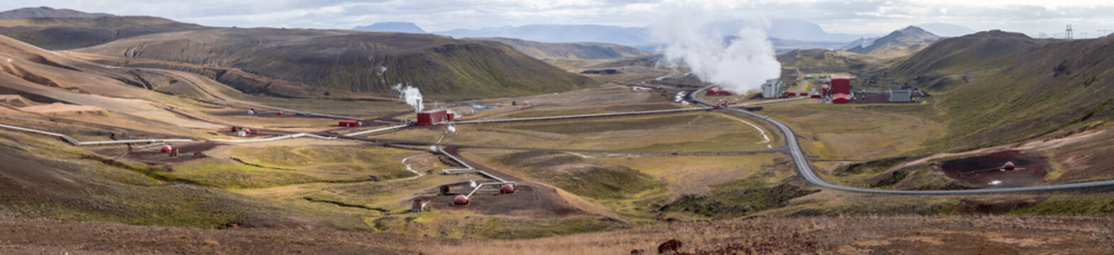 Steaming cooling tower at Krafla geothermal power plant, Iceland's power station Iceland, Scandinavia