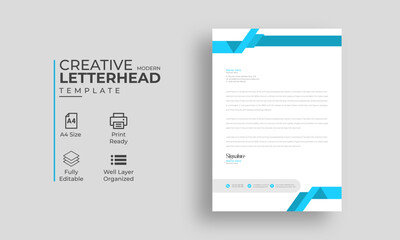 Creative  Modern Clean Corporate Business Letterhead Template Design. professional Letterhead design for your business, print ready, corporate identity letterhead template.