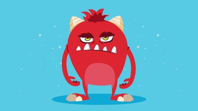 red comic monster character animation