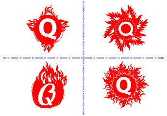 Fire Q Letter Logo And Icon Design Template