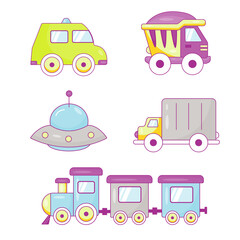 Naklejka premium Set of children's toys cars