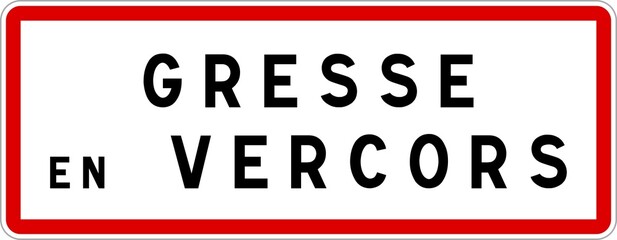Panneau entrée ville agglomération Gresse-en-Vercors / Town entrance sign Gresse-en-Vercors