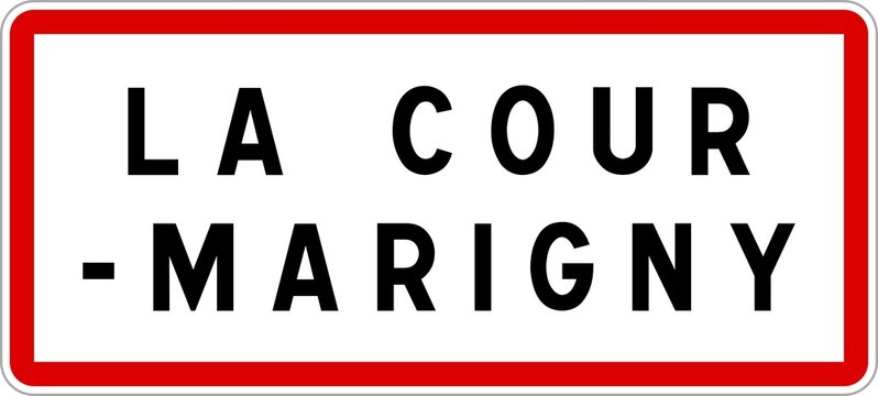 Panneau entr&eacute;e ville agglom&eacute;ration La Cour-Marigny / Town entrance sign La Cour-Marigny