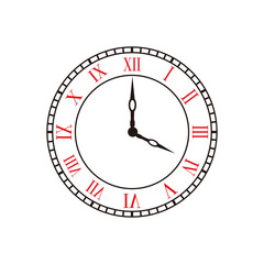 Old clock vector icon on white background	