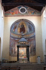 Altar of the ancient basilica of San Saba in Rome