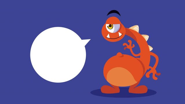 comic monster character speaking animation