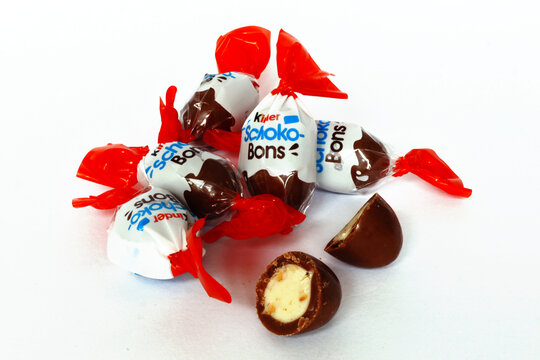 Italy &ndash; April 6, 2022: Kinder Schoko-Bons Chocolate. Kinder is a brand of food products of Ferrero