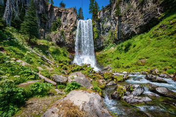 waterfall in the mountains near Bend, Oregon © Steve
