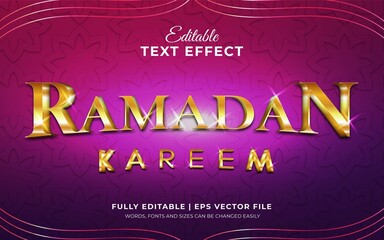 Ramadan kareem 3d editable text effect with glamor purple color theme