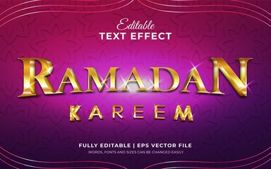 Ramadan kareem 3d editable text effect with glamor purple color theme