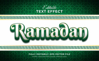 3d editable text effect ramadan in green color theme
