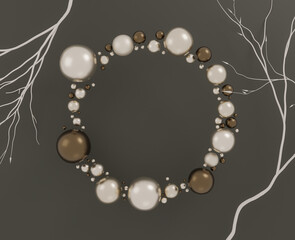 Abstract pearl circle concept. 3D illustration